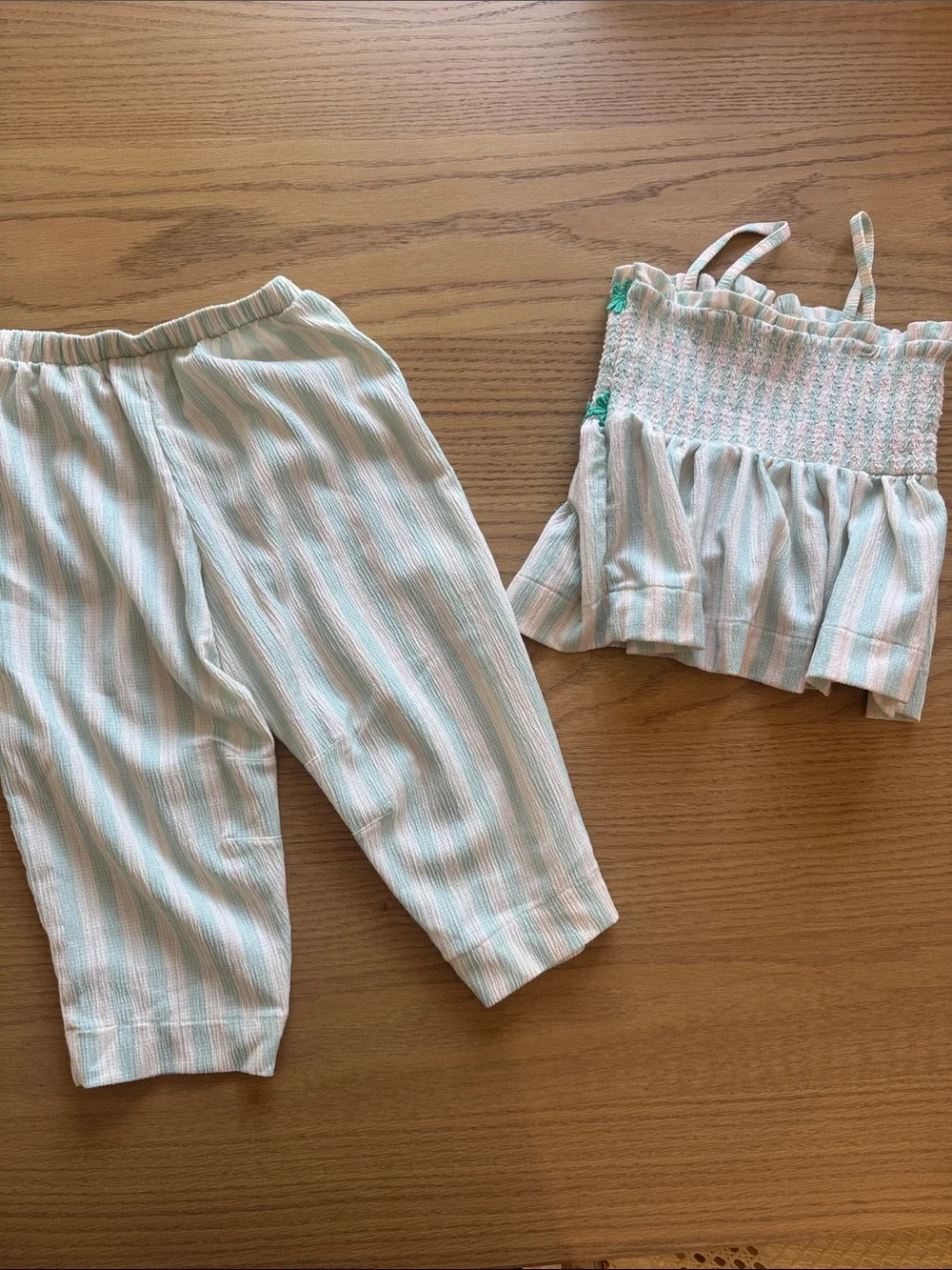 Old Navy Pastel Stripe Smocked Tank & Pants Set - Mint & Peach